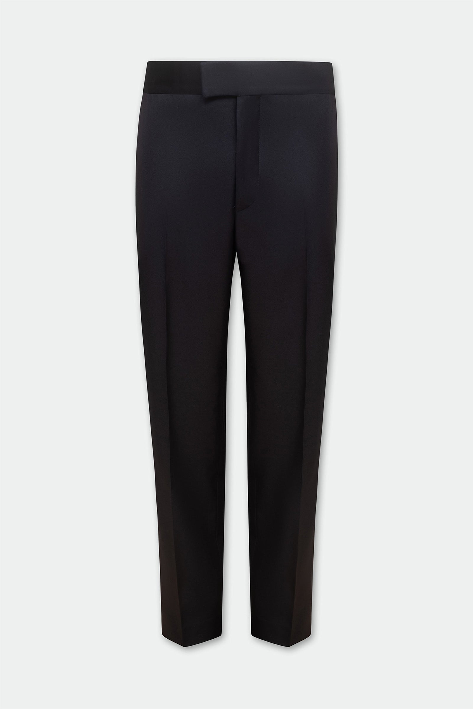 Ned Twill Flat Front Straight Leg Wool Trousers