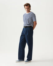 Newyork Pantaloni Con Pences In Indigo Rinse