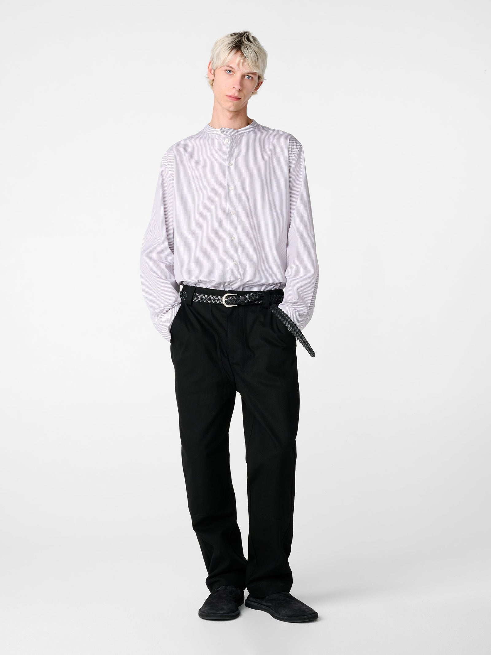 Nick Shirt In Grey Red Stripe