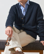 7 Gauge Ribbed Knit Cardigan