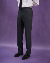 Flat Front Trouser Grey Woollen Flannel