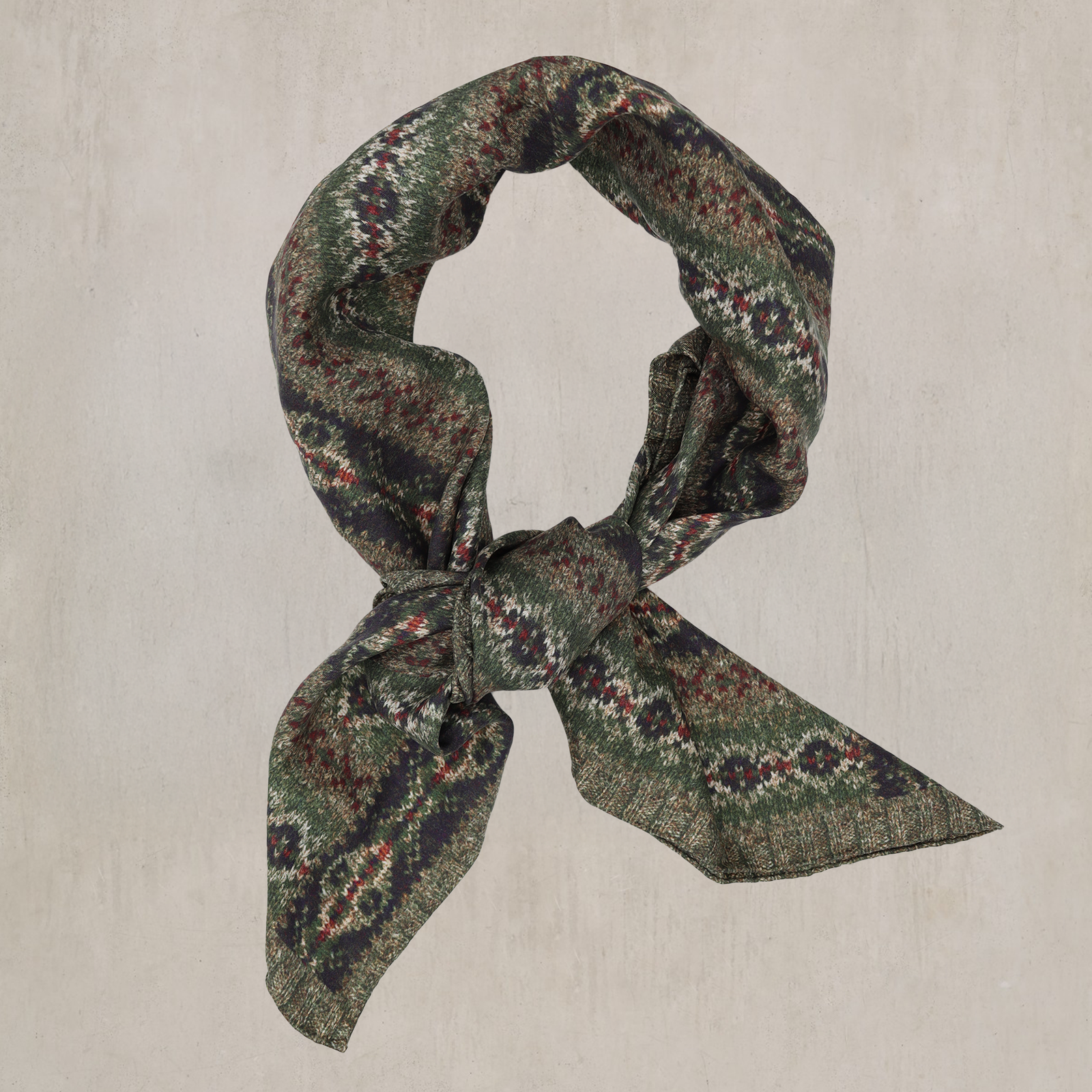 Fairisle Print Silk Scarf By Echo For Anderson Sheppard