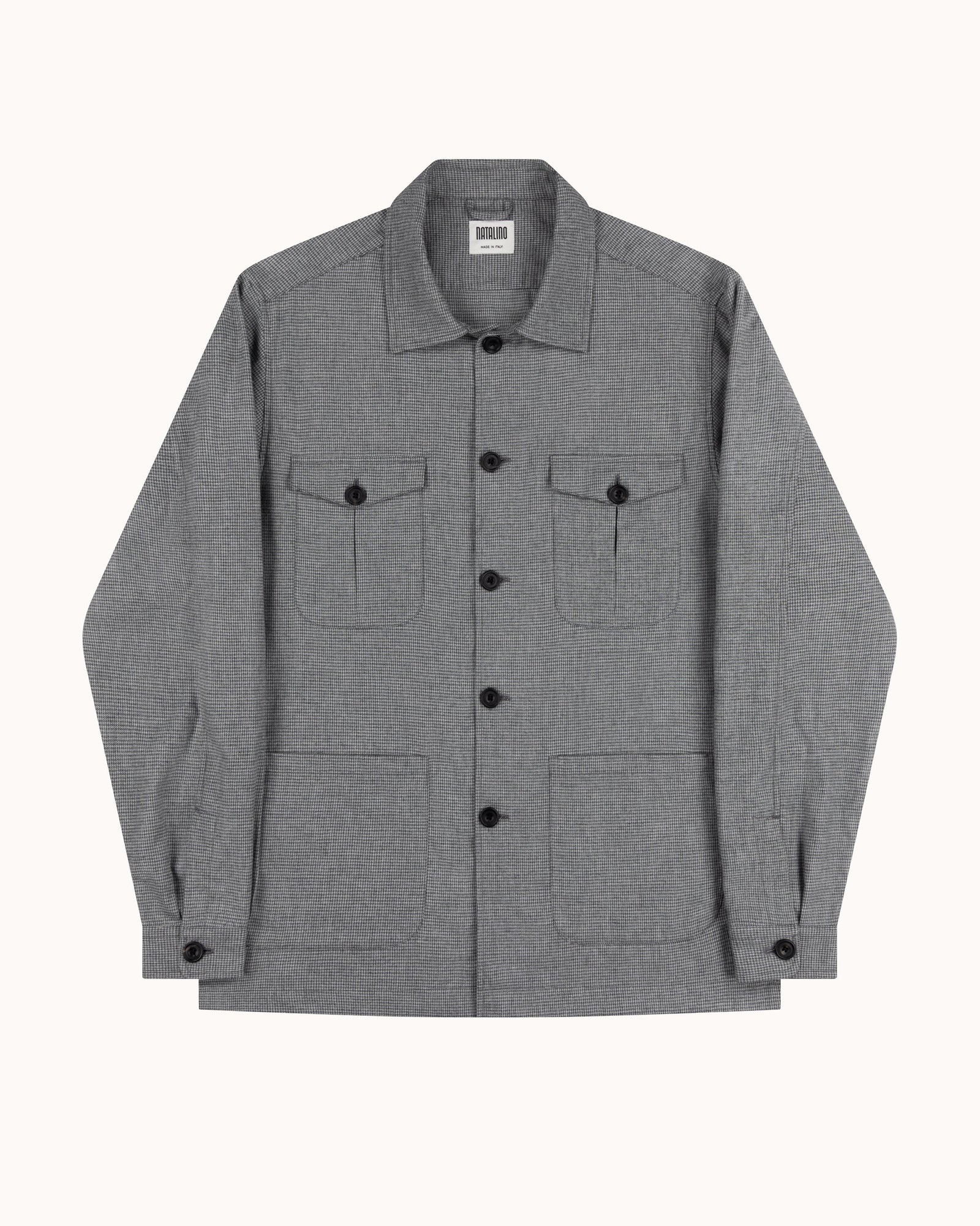 Overshirt Grey Houndstooth Cotton