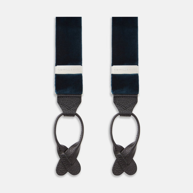 Teal Velvet buttoned Braces