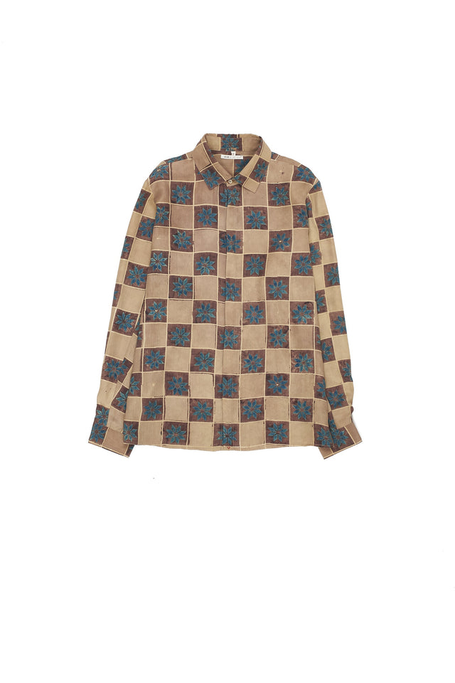 Multi-Colour Atthangudi Tile Inspired Block Print Mens Shirt