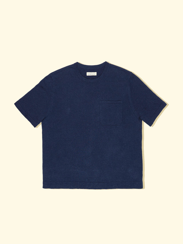 Knitted Feather T-Shirt - Navy — The Anthology