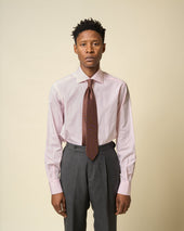 Spread Collar Shirt Pink Cotton Poplin