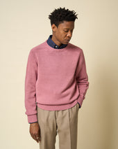 Cotton Crew Neck Sweater Pink