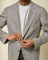 Sport Jacket - Grey Herringbone Wool Linen