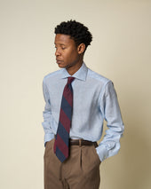 Spread Collar Shirt Stripe Linen