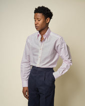 Button Down Collar Shirt Pink Cotton Linen