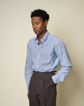 Button Down Collar Shirt M Lange Cotton Linen