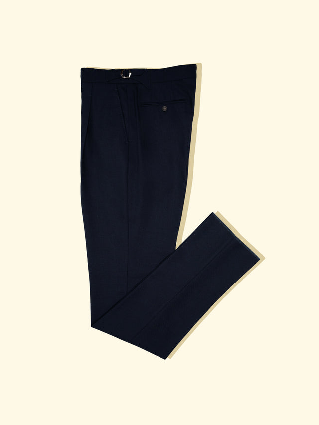 Tropical Wool Pleated Trousers - Navy — The Anthology