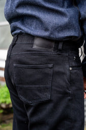 NW1 Relaxed Straight Rinsed 'Stay Black' 14.5oz Italian Selvedge Mens Jeans