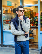 SE28 GREY BRITISH WOOL GUERNSEY UNISEX SWEATER