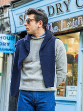 SE28 GREY BRITISH WOOL GUERNSEY UNISEX SWEATER