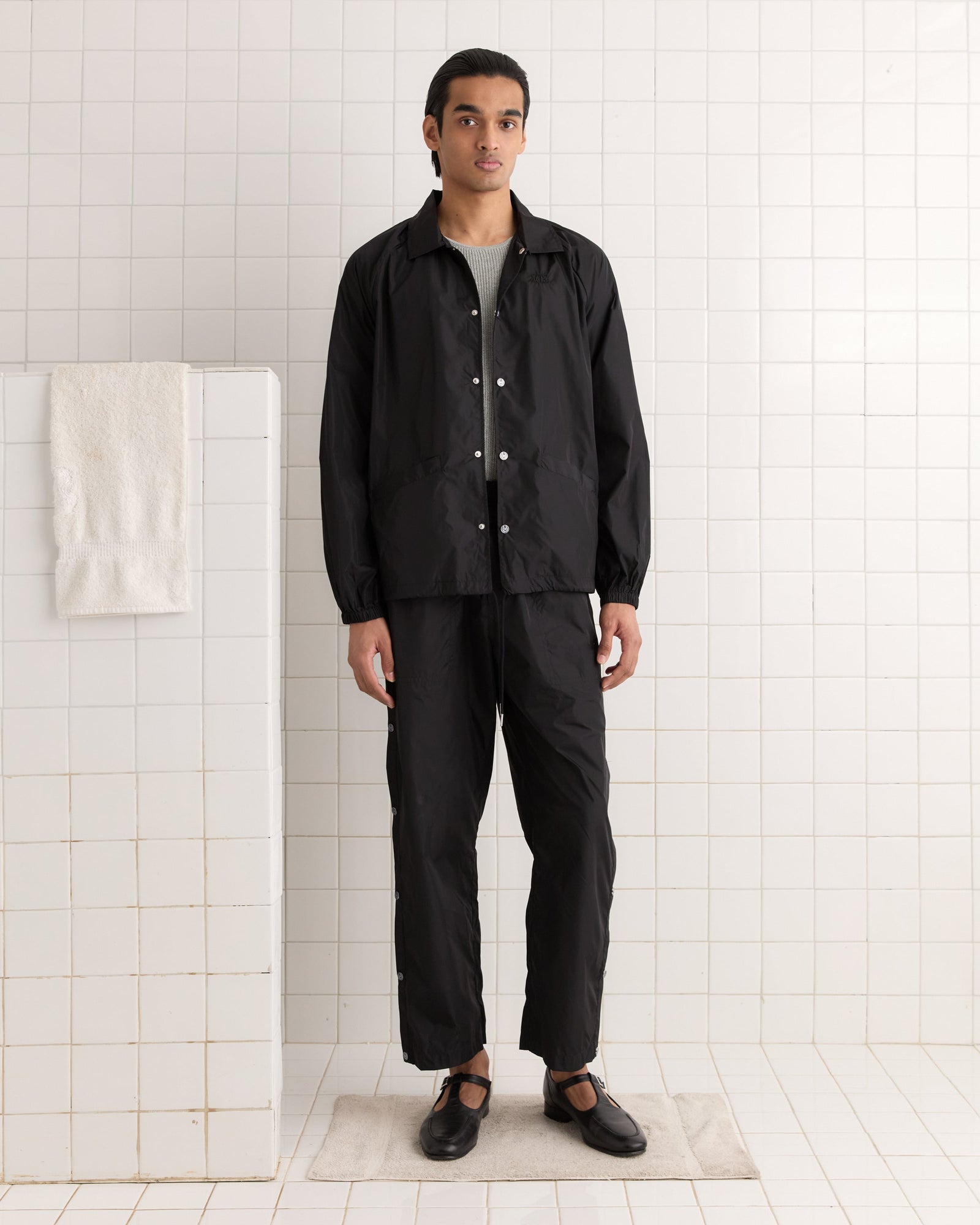 Nylon Track Jacket - Black