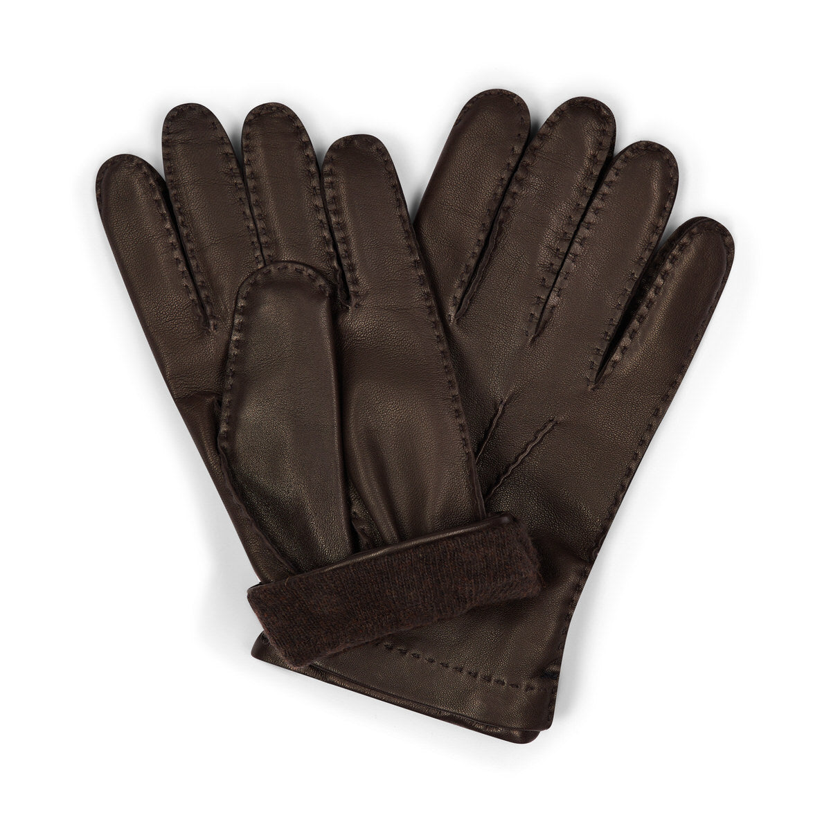 Nappa Gloves With Cashmere Lining In Dark Brown