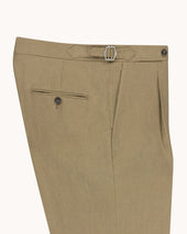 Single Pleat Trouser Olive Linen