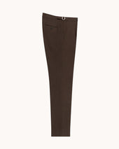 Single Pleat Trouser Dark Brown Linen