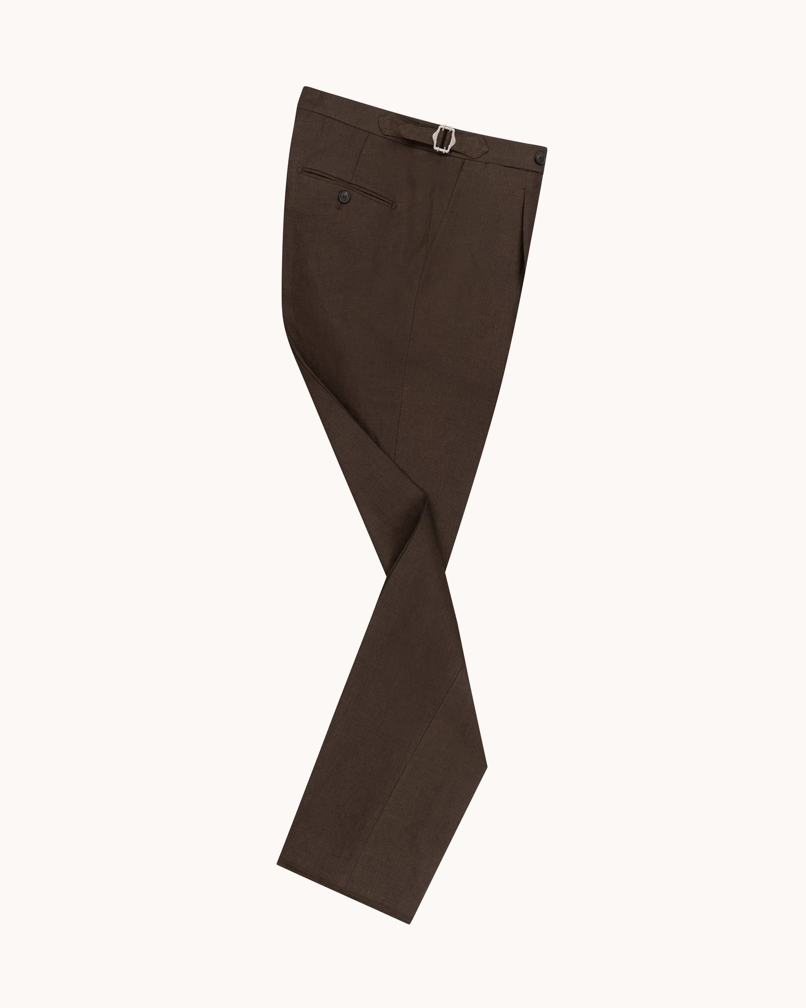 Single Pleat Trouser Dark Brown Linen