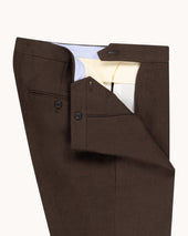 Single Pleat Trouser Dark Brown Linen