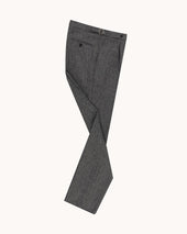 Single Pleat Trouser - Grey Herringbone Wool