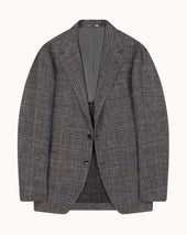 Sport Jacket - Brown Blue Check Linen Cotton