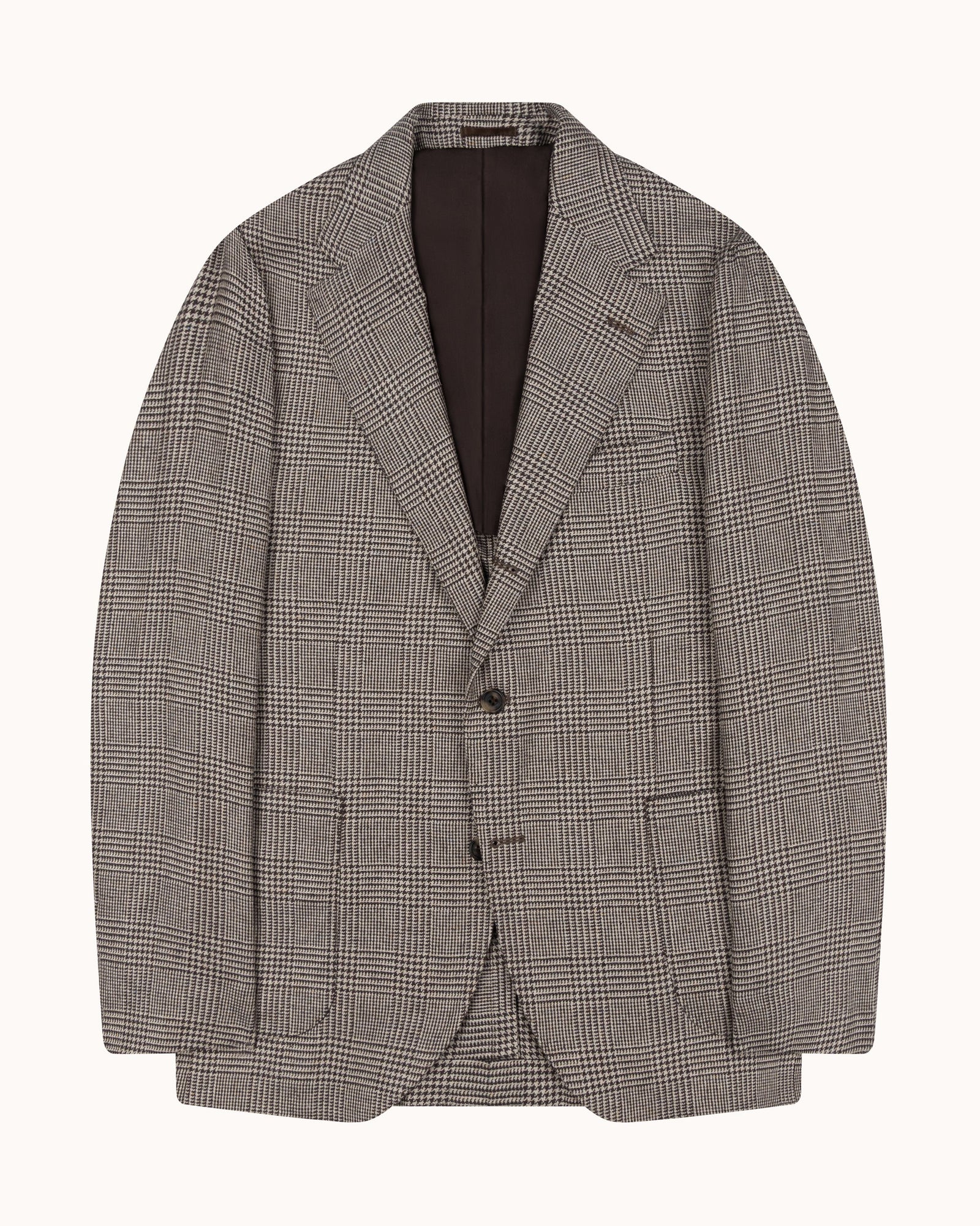 Sport Jacket Beige Brown Silk Glen Check