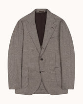 Sport Jacket - Beige Brown Silk Glen Check