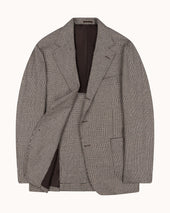 Sport Jacket Beige Brown Silk Glen Check
