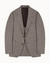 Sport Jacket Beige Brown Silk Glen Check