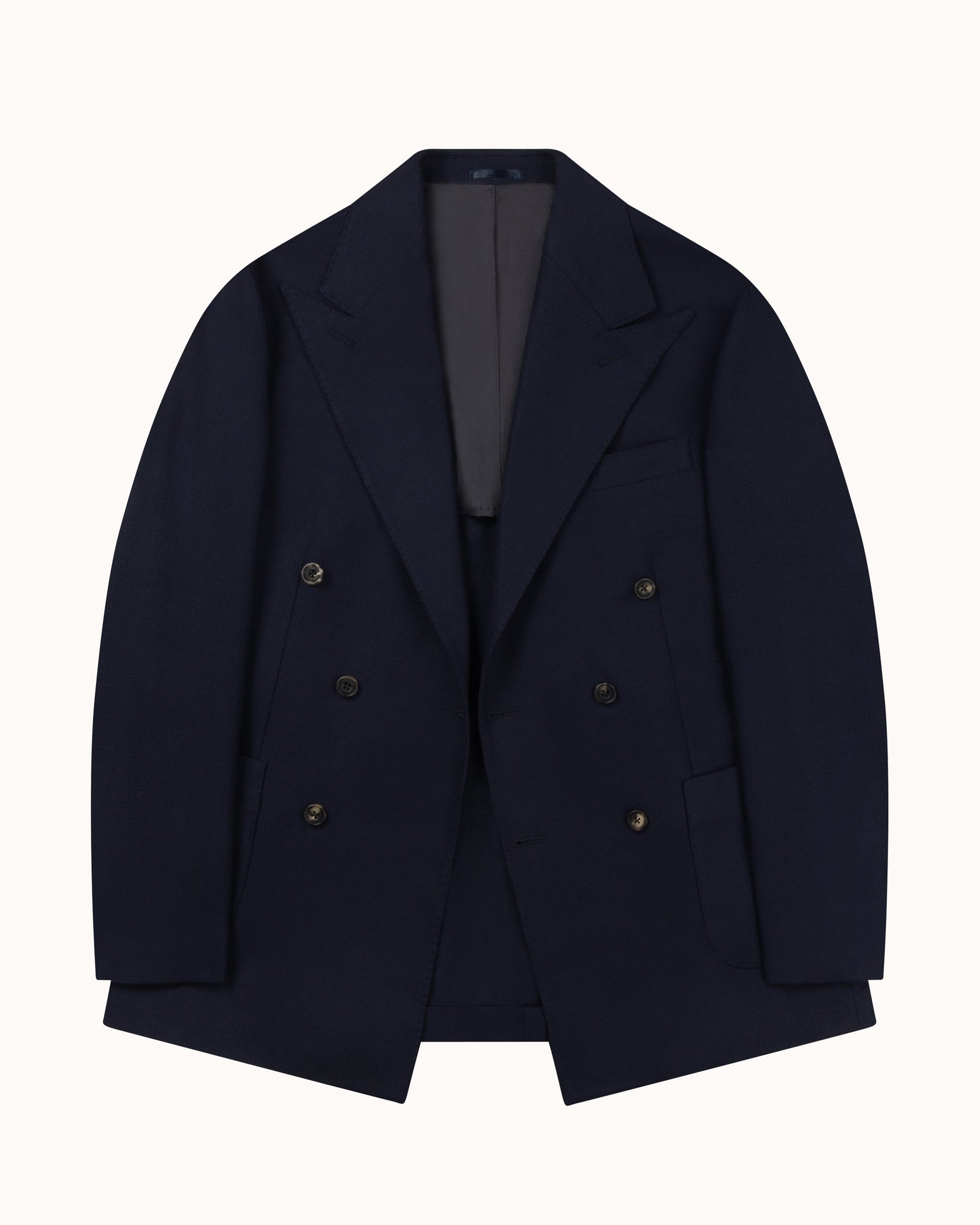 Double Breasted Sport Jacket Mock Leno Wool Hopsack