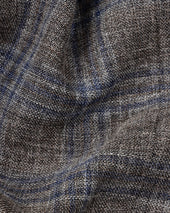 Sport Jacket - Brown Blue Check Linen Cotton