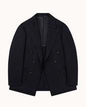 Double Breasted Sport Jacket - Navy Tropical Wool