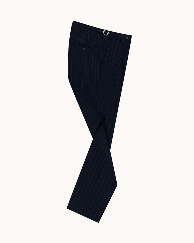Single Pleat Trouser Chalk Stripe Woollen Flannel