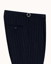 Single Pleat Trouser Chalk Stripe Woollen Flannel