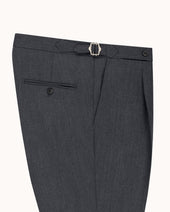 Single Pleat Trouser Mid Grey Wool Cavalry Twill