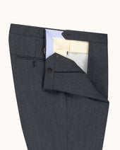 Single Pleat Trouser Mid Grey Wool Cavalry Twill