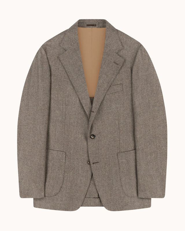 Sport Jacket - Taupe Herringbone Wool