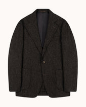 Sport Jacket - Dark Brown Herringbone Wool