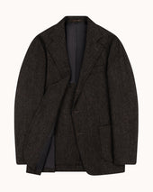 Sport Jacket Dark Brown Herringbone Wool