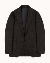 Sport Jacket Dark Brown Herringbone Wool