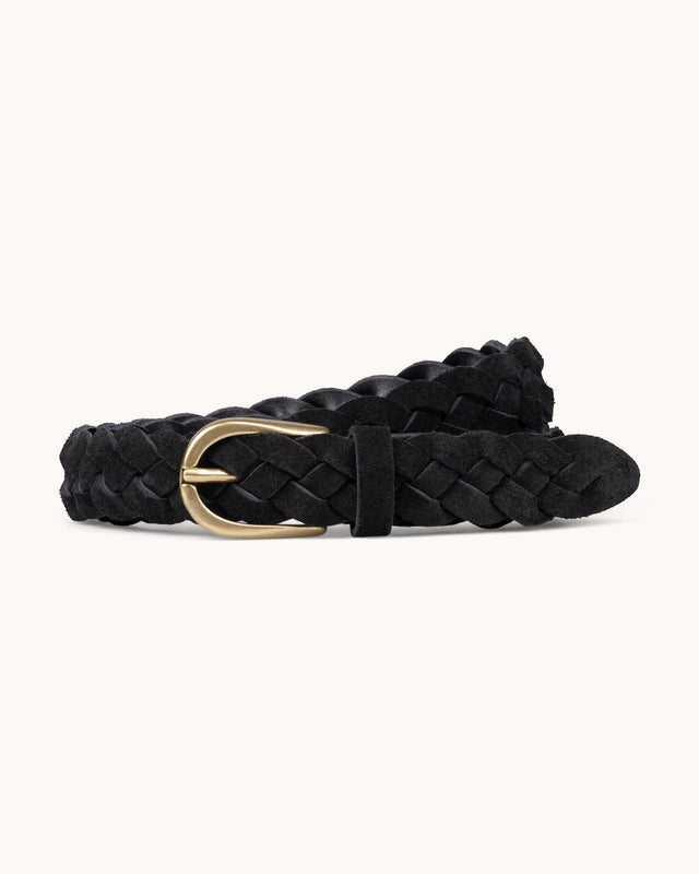 Woven Belt - Black Suede