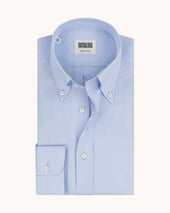 Button Down Collar Shirt - Light Blue Linen