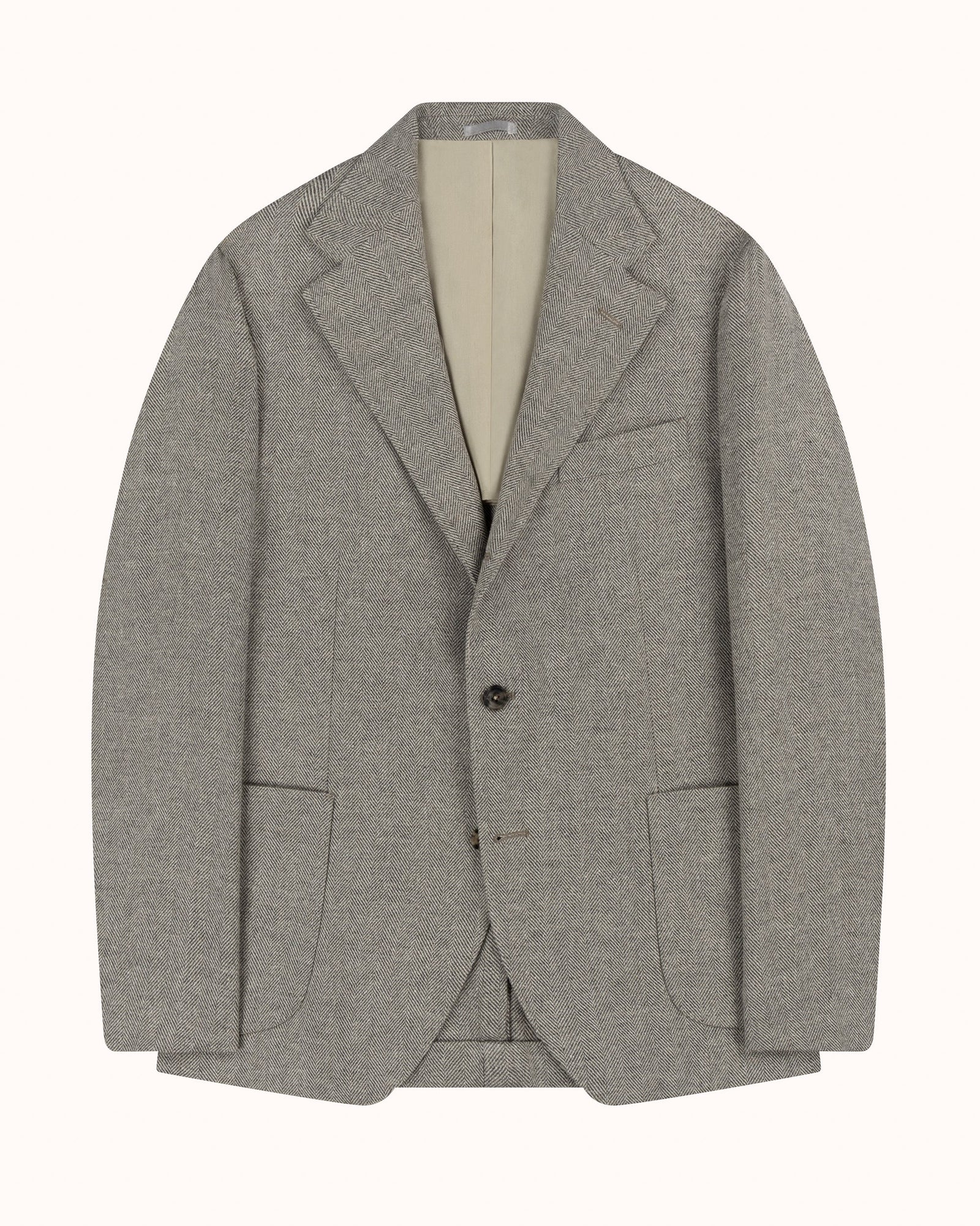 Sport Jacket Grey Herringbone Wool Silk Linen