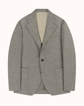 Sport Jacket - Grey Herringbone Wool Silk Linen