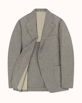 Sport Jacket Grey Herringbone Wool Silk Linen