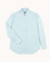 Button Down Collar Shirt Green Stripe Cotton Poplin