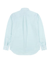 Button Down Collar Shirt Green Stripe Cotton Poplin